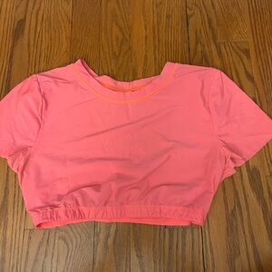 Aerie Short Sleeve Orange Pink Crop Top